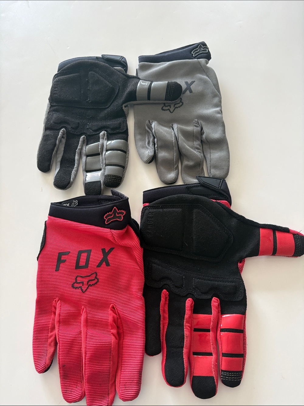 Fox Two-Pair Mountain Bike Gloves in Red, Grey and Black